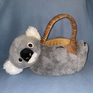 Rare Gray Koala Plush Basket NWOT